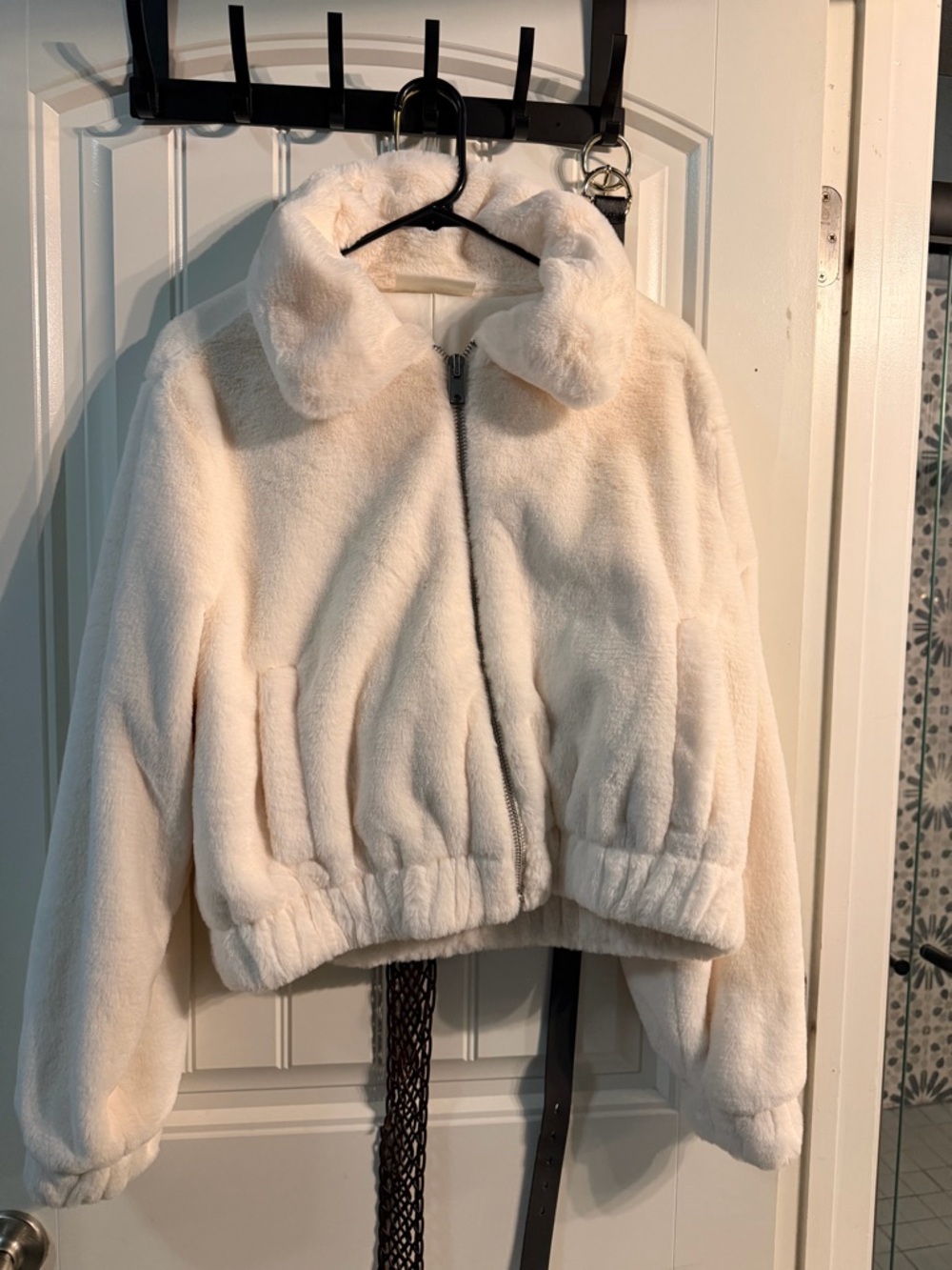No Boundaries Cream Plush Faux Fur Zip Jacket